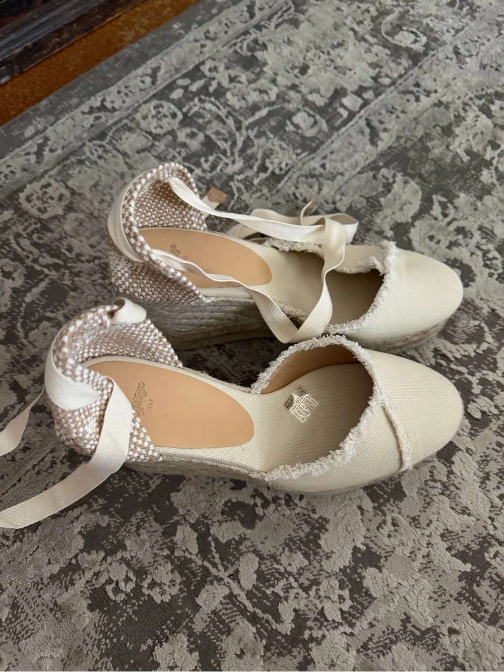 Castaner Cream Espadrille Wedges with Ankle Tie Euro size 38/US size 7.5
